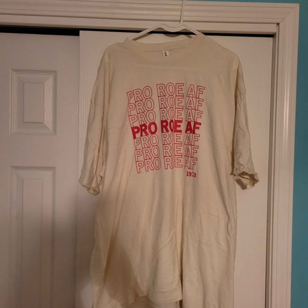 White T-Shirt with Red Graphic, "Pro Roe AF" size 3X